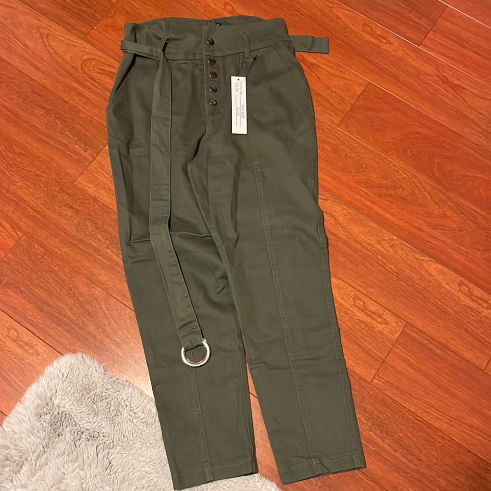 NWT high waist army green pants